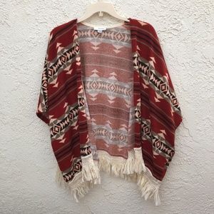 Anthropologie Mauve Aztec Print Oversized Sweater